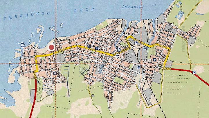 Расположение объекта на городской карте Весьегонска
